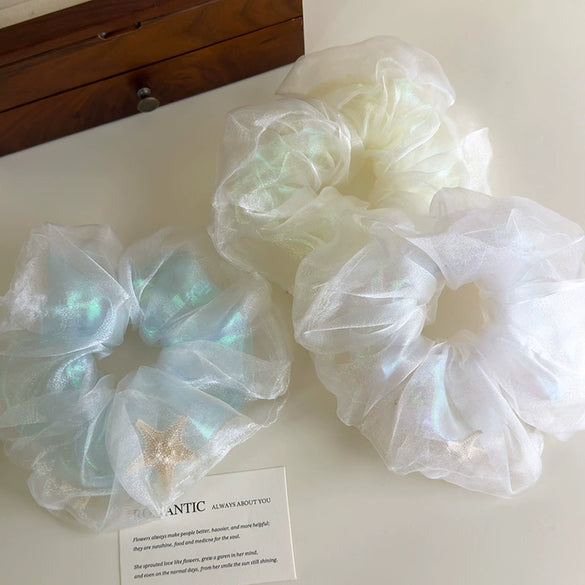 Hair Accessory Mesh Double Layer Starfish Shell Knitted Scrunchie