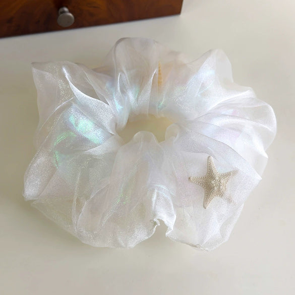 Hair Accessory Mesh Double Layer Starfish Shell Knitted Scrunchie