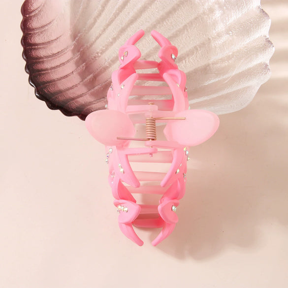 Hair Accessory Ps Material Floral Claw Clip With Gradient Fulldiamond Design And Paint Treatment