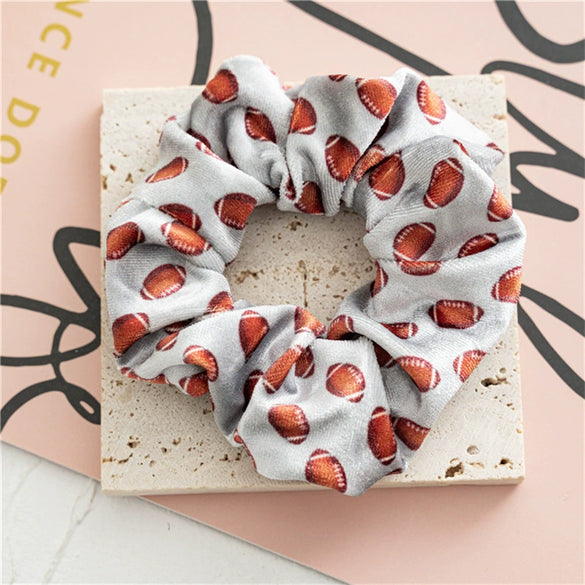 Hair Band Gold Velvet Cloth Rugby Print Handmade Women's Elastic
