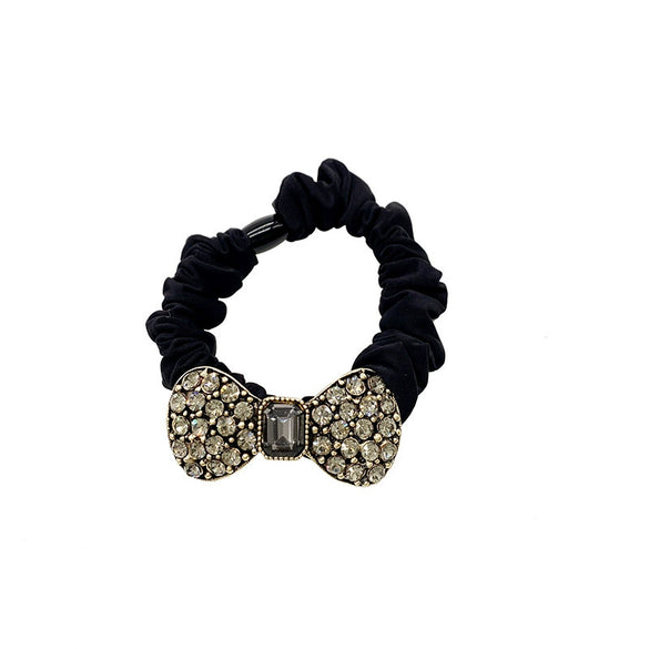 Hair Band Hair Rope Head Rope Rubber Band Vintage Fashion Bow Crystal Full Diamond Mixed Material Handmade
