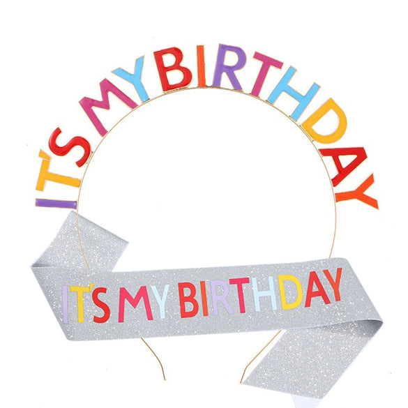 Hair Band Headdress Girl Zinc Alloy Glitter Cloth Color Letter Electroplating Bronzing Characters Crown Party Ribbon Belt