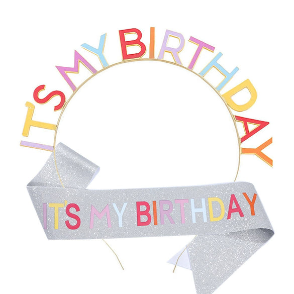 Hair Band Headdress Girl Zinc Alloy Glitter Cloth Color Letter Electroplating Bronzing Characters Crown Party Ribbon Belt