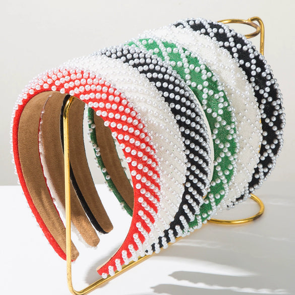 Hair Band Imitation Pearls Retro Inlay Geometric Hair Accessories
