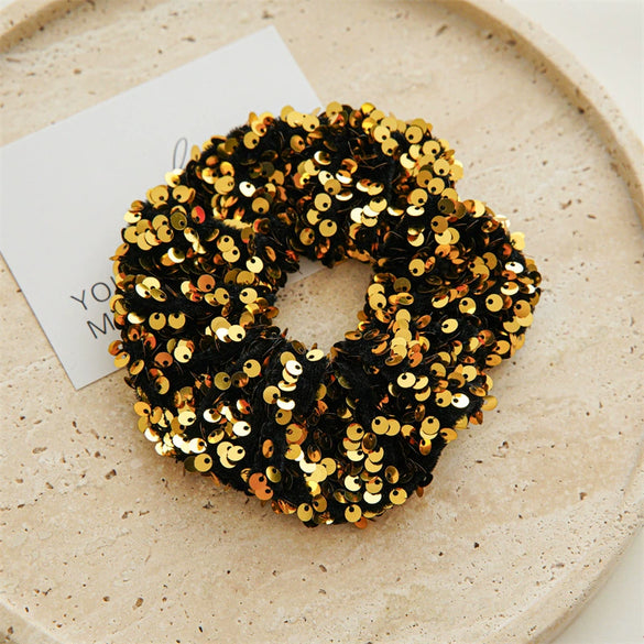 Hair Band Mixed Material Handmade Sequined High Elastic Women's Allmatch