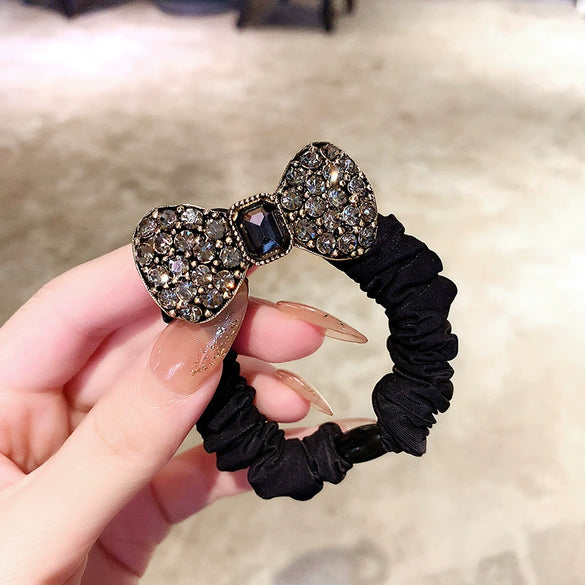 Hair Band Rubber Band Rhinestone Handmade Bow Crystal Headdress For Women