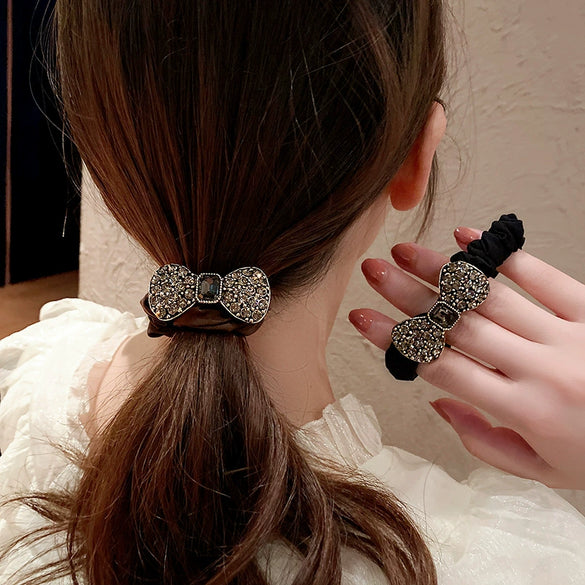 Hair Band Rubber Band Rhinestone Handmade Bow Crystal Headdress For Women