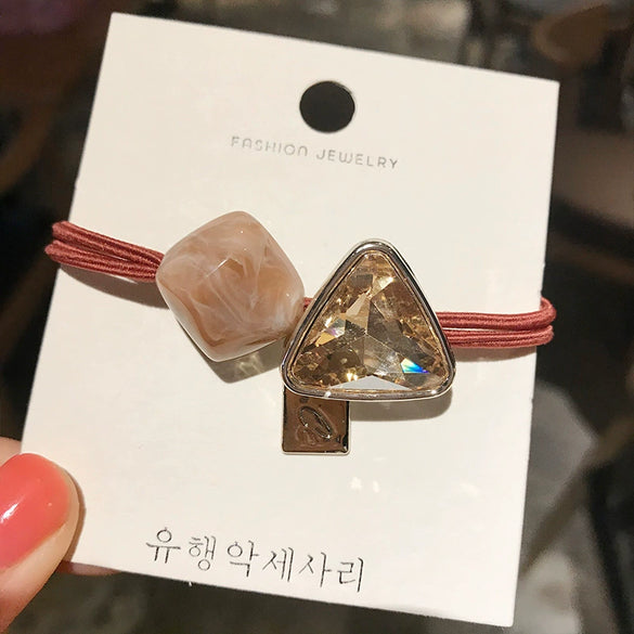 Hair Band Triangle Crystal Mixed Material Handmade High Elasticity
