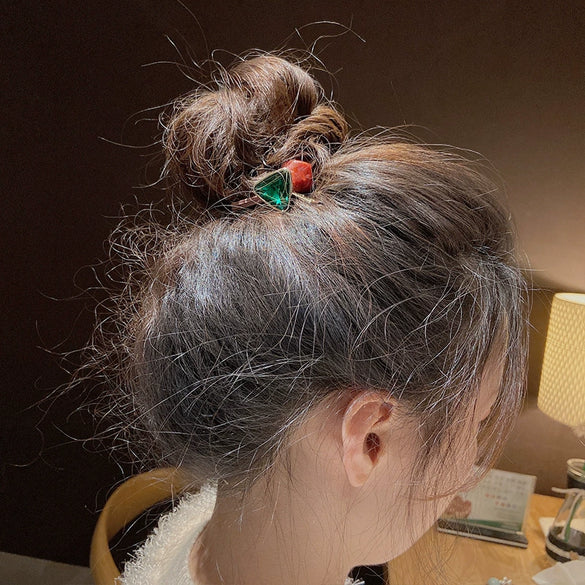 Hair Band Triangle Crystal Mixed Material Handmade High Elasticity