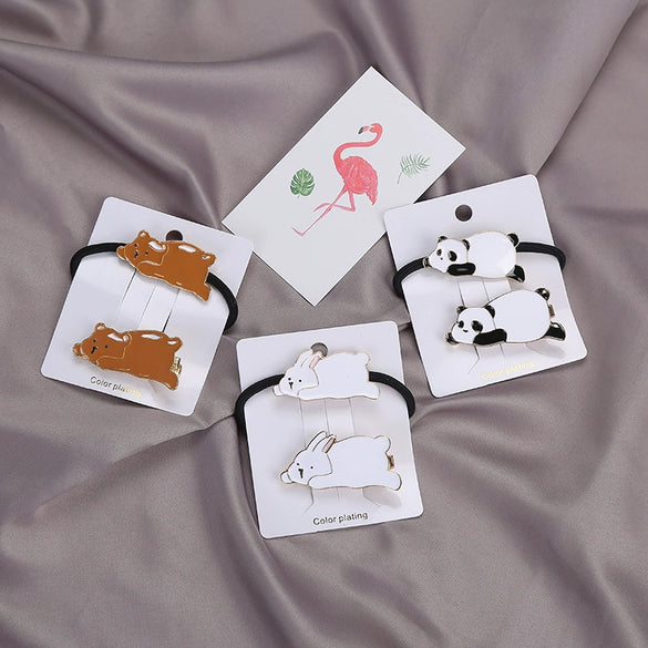 Hair Clip Accessories Set Alloy Rubber Band Duckbill Clip With Animal Design Electroplated For Women