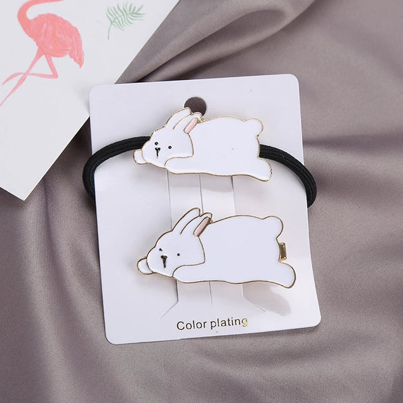 Hair Clip Accessories Set Alloy Rubber Band Duckbill Clip With Animal Design Electroplated For Women