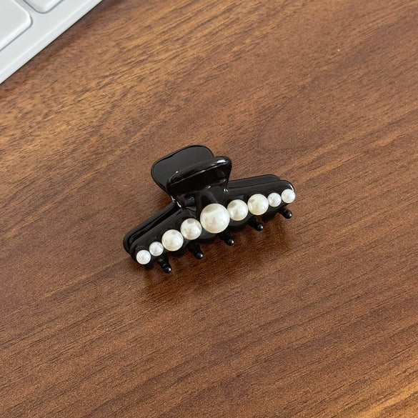 Hair Clip Acetic Acid Material Set With Pearls Highend Feel Geometric Style For Women