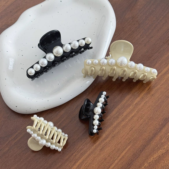 Hair Clip Acetic Acid Material Set With Pearls Highend Feel Geometric Style For Women