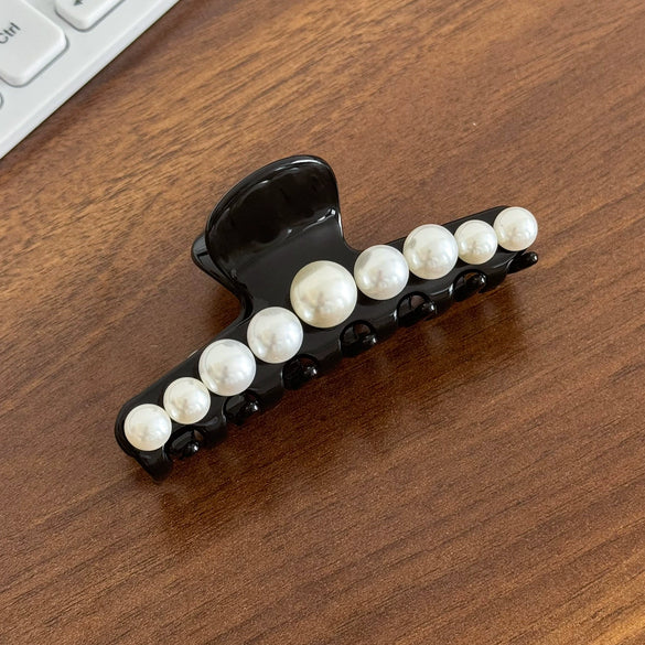 Hair Clip Acetic Acid Material Set With Pearls Highend Feel Geometric Style For Women