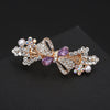 Hair Clip Alloy Rhinestone Pearl Bow Accessory For Women Electroplated Natural Style