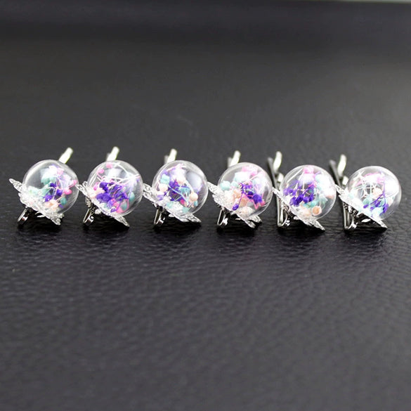 Hair Clip Glass Glaze Handmade Star Dried Flower Design For Women And Unisex