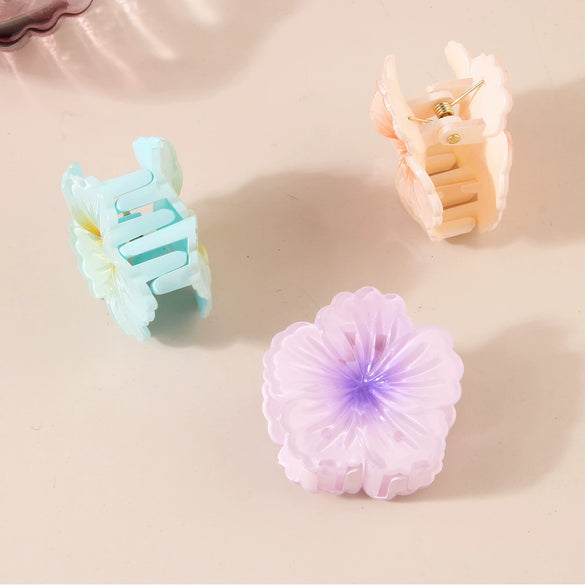 Hair Clip Plastic Resin Curly Heart Flower Paint Style For Women