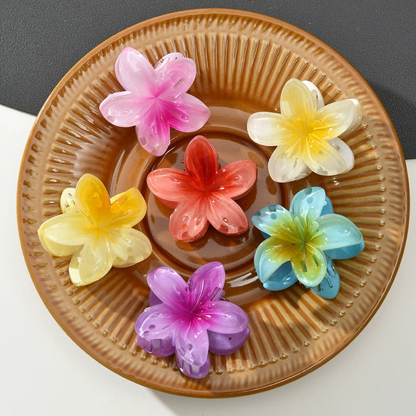 Hair Clip Plastic Resin Egg Flower Shape Electroplating Simple Style Women's Hair Accessories