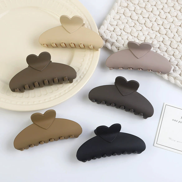 Hair Clip Plastic Resin Love Semicircle Shape Baking Varnish For Ladies