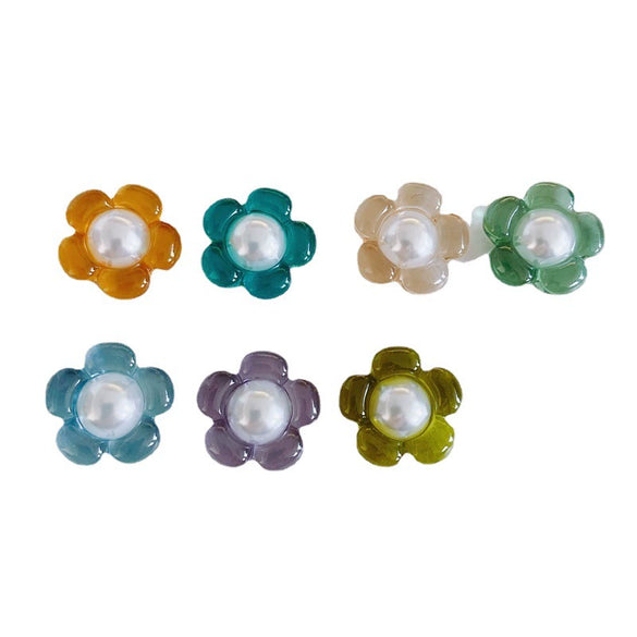 Hair Clip Resin Fresh Colorful Transparent Pearl Small Flower Environmental Protection Diy Material Accessories