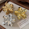 Hair Clip Silver Gold Flower Patterned Painted Women's Hair Accessory