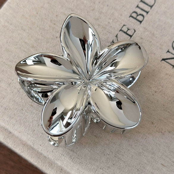 Hair Clip Silver Gold Flower Patterned Painted Women's Hair Accessory