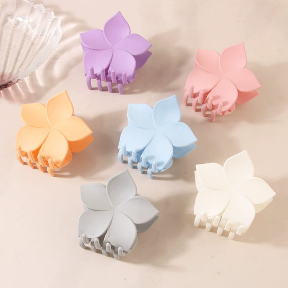 Hair Clip Sweet Highend Style Fivepetal Flower Frosted Petals Ps Material Painted