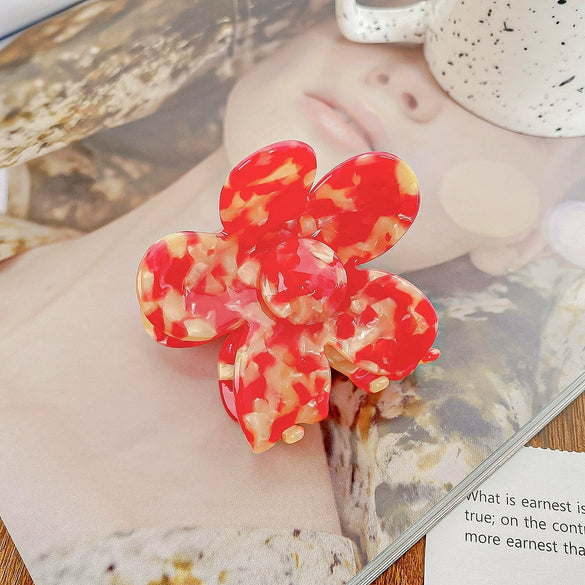 Hair Grab Clip Acetic Acid Material Plant Flowers Pattern Handmade For Women