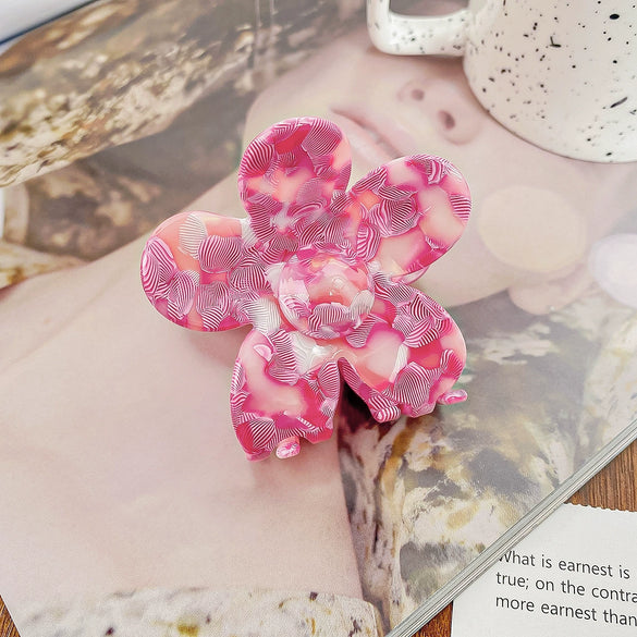 Hair Grab Clip Acetic Acid Material Plant Flowers Pattern Handmade For Women