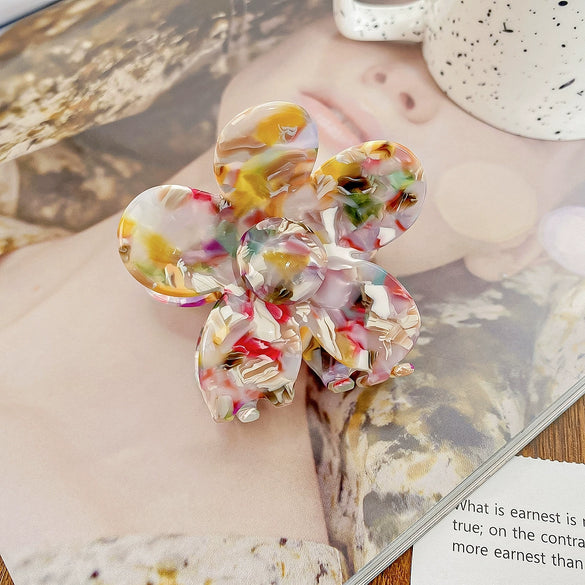 Hair Grab Clip Acetic Acid Material Plant Flowers Pattern Handmade For Women