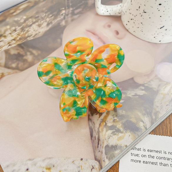 Hair Grab Clip Acetic Acid Material Plant Flowers Pattern Handmade For Women