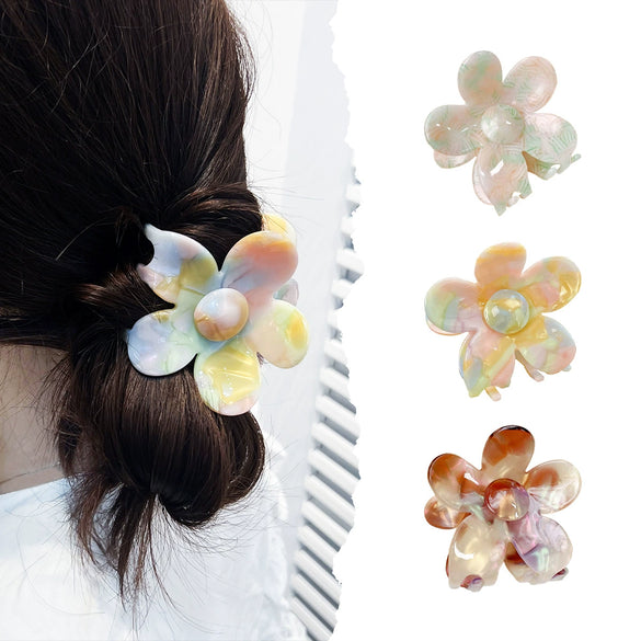 Hair Grab Clip Acetic Acid Material Plant Flowers Pattern Handmade For Women