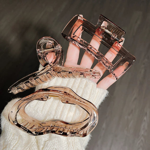 Hair Grab Clip Plastic Resin Leopard Print Electroplated Highend Women's Hair Accessories