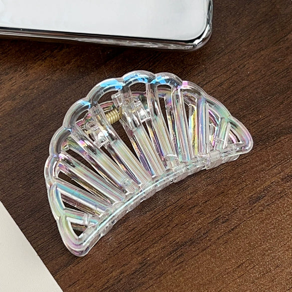 Hair Grab Clip Plastic Resin Semicircle Fan Shaped Baking Paint Headwear