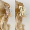 Hair Grab Clip Plastic Resin Semicircle Fan Shaped Baking Paint Headwear