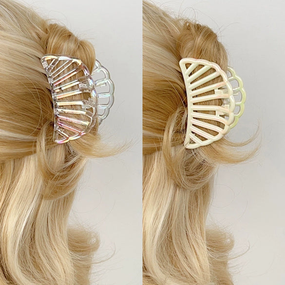 Hair Grab Clip Plastic Resin Semicircle Fan Shaped Baking Paint Headwear