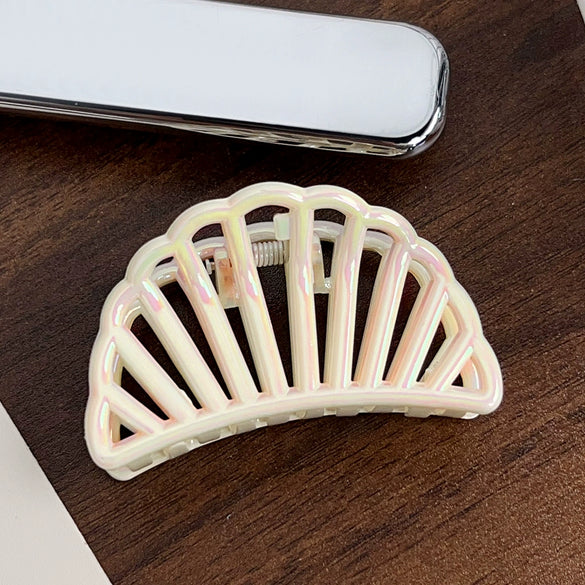 Hair Grab Clip Plastic Resin Semicircle Fan Shaped Baking Paint Headwear