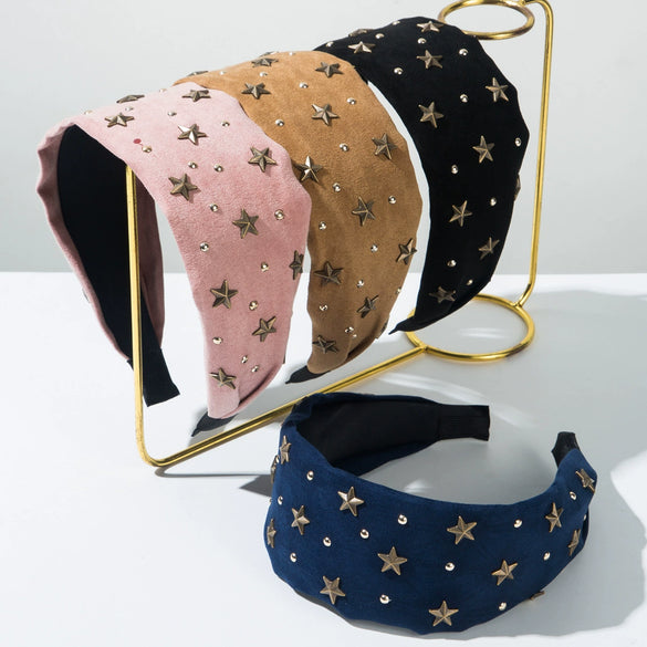 Hair Hoop Headband Cloth Inlay Star Rivet Female Allmatch Hair Accessories
