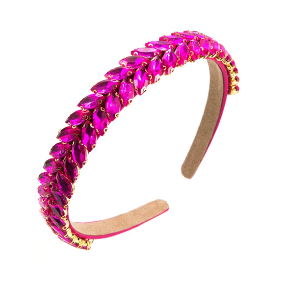Hair Hoop Headband Glass Diamond Leaf Simple Women's Hair Accessories