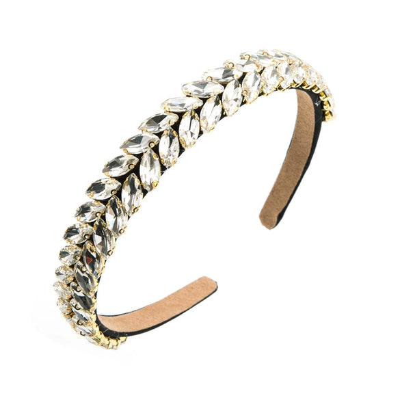 Hair Hoop Headband Glass Diamond Leaf Simple Women's Hair Accessories