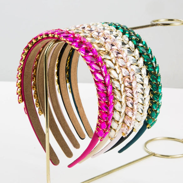 Hair Hoop Headband Glass Diamond Leaf Simple Women's Hair Accessories