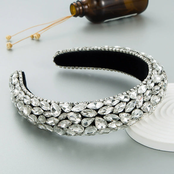 Hair Hoop Headband Handmade Rhinestone Gem Fabric Hair Accessories