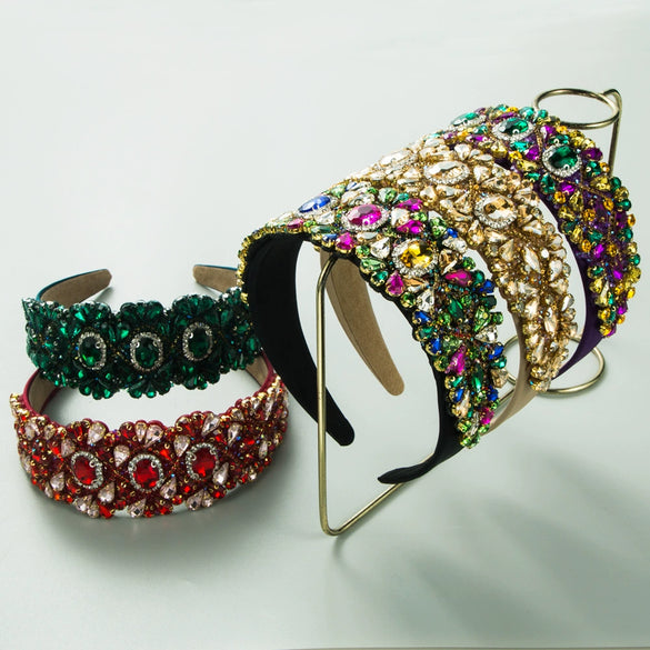 Hair Hoop Rhinestone Glass Drill Geometric Diamond Baroque Style Hair Accessories
