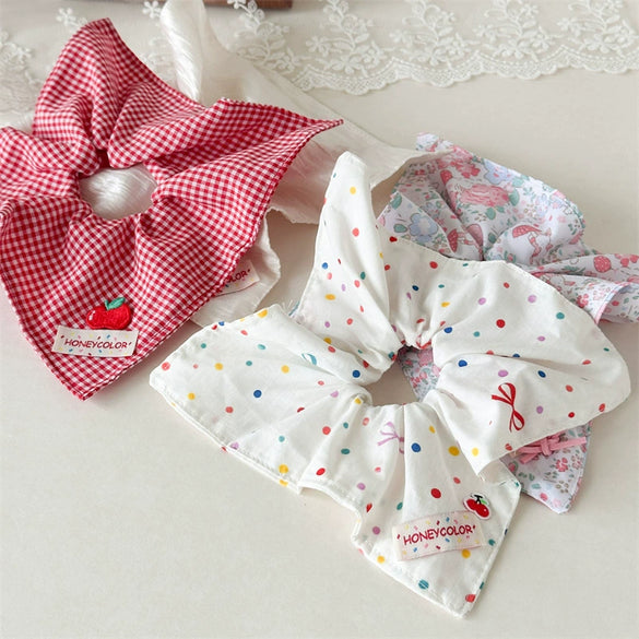 Hair Ring And Hair Rope For Women Square Style Floral Design Fabric Material High Elasticity Seiko Processing