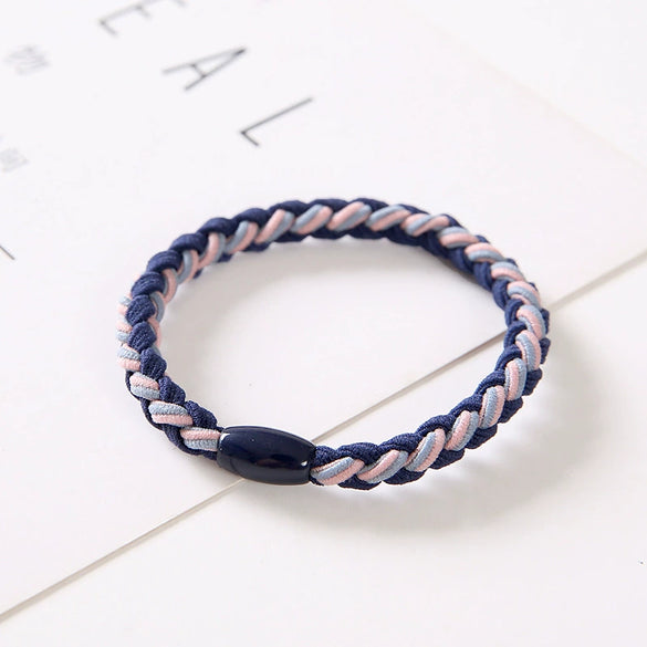 Hair Ring Braided Cloth Handmade Geometric Double Color Twist Braid