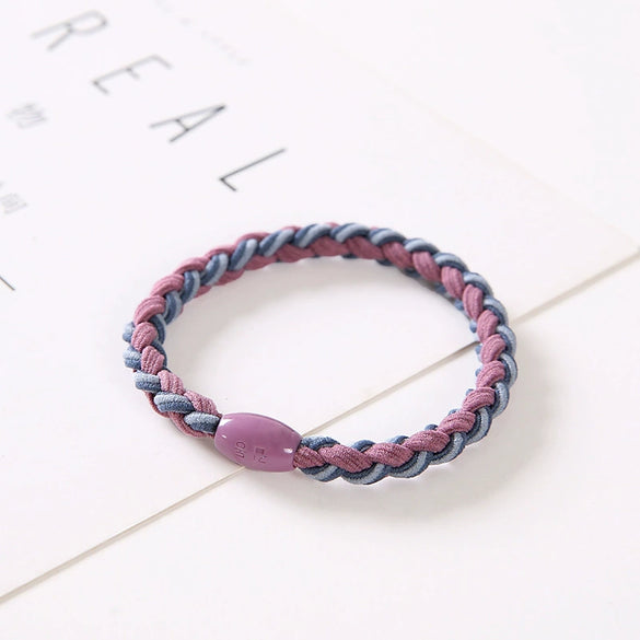 Hair Ring Braided Cloth Handmade Geometric Double Color Twist Braid