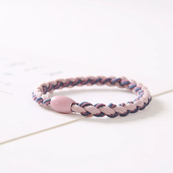 Hair Ring Braided Cloth Handmade Geometric Double Color Twist Braid