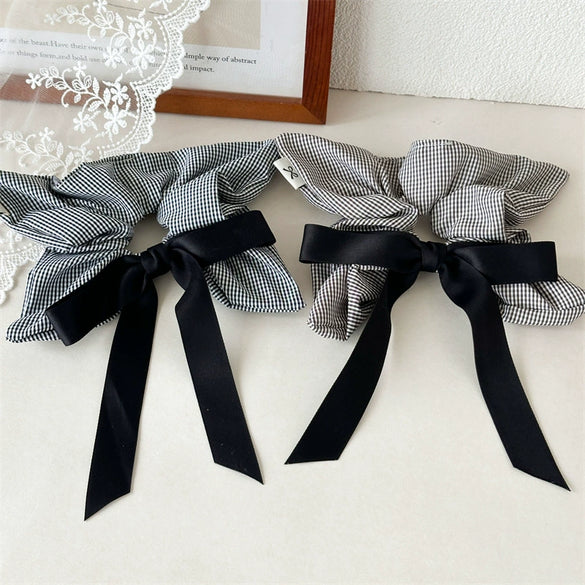 Hair Ring Fabric Black And White Plaid Square Handmade Women's Fashion High Elasticity Hair Accessories