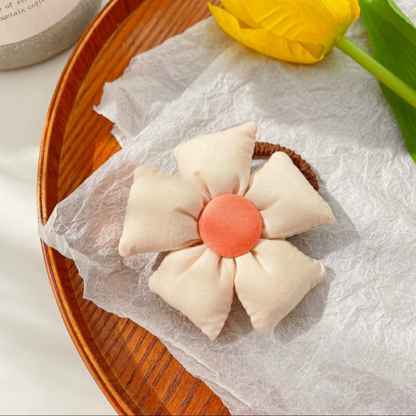 Hair Ring Fabric Flower Bow Drip Glue Handmade Inlaid Simple Hair Accessories For Girls