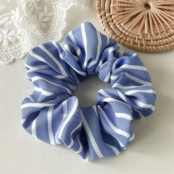 Hair Ring Fabric Handmade Blue Striped Simple Style
